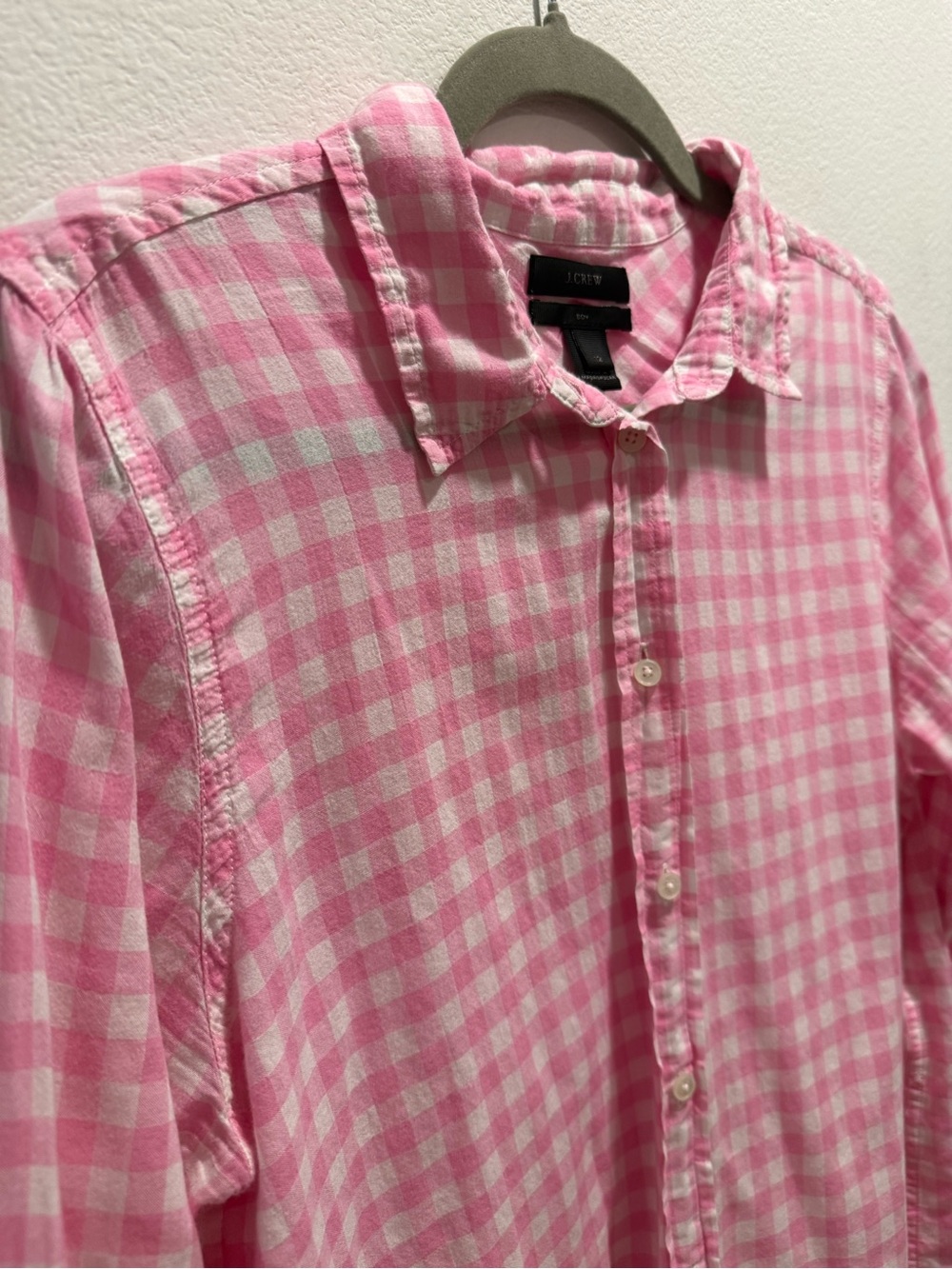 J. Crew Pink Gingham Button Down Shirt Size Boy 12 Cottagecore
